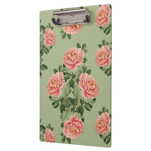 Pink Floral Pattern on Green Background | Seamless クリップボード (左)