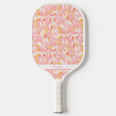 Pink Floral Pattern Personalized Name Cute ピックルボールラケット (正面)