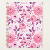 Pink Floral Pattern Planner with Elegant Blossoms プランナー手帳 (正面)