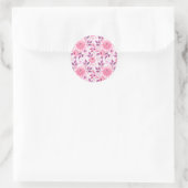 Pink Floral Pattern  with Elegant Blossoms ラウンドシール (バッグ)