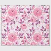 Pink Floral Pattern with Elegant Blossoms ラッピングペーパー (フラット)