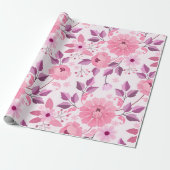 Pink Floral Pattern with Elegant Blossoms ラッピングペーパー (アンロールド)