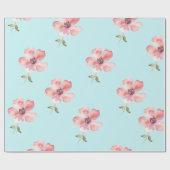 Pink Floral Pattern Wrapping Paper – Soft Blue  ラッピングペーパー (フラット)
