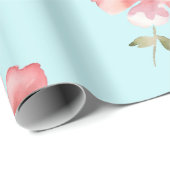 Pink Floral Pattern Wrapping Paper – Soft Blue  ラッピングペーパー (ロールコーナー)