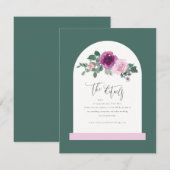 Pink Floral Peal Ivory Arch Leafy Green エンクロージャーカード (正面/裏面)