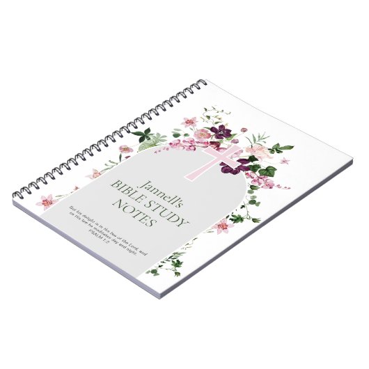 Pink Floral Personalized Bible Study ノートブック (左側)