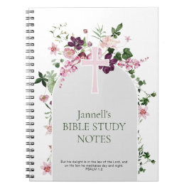 Pink Floral Personalized Bible Study ノートブック