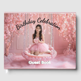 Pink Floral Personalized   Birthday Invitation  ゲストブック