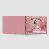 Pink Floral Personalized   Birthday Invitation  ゲストブック (全面)