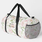 Pink Floral Personalized Elegant Vintage ダッフルバッグ (右コーナー)