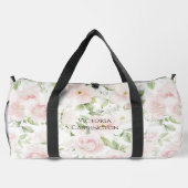 Pink Floral Personalized Elegant Vintage ダッフルバッグ (裏面)