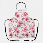 Pink Floral Personalized Grandma エプロン (正面)