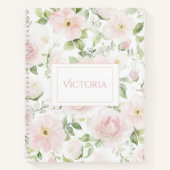 Pink Floral Personalized Vintage Spiral Notebook ノートブック (正面)