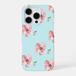 Pink Floral Phone Case – Blue Pastel Pattern iPhone 16 Proケース