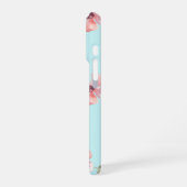 Pink Floral Phone Case – Blue Pastel Pattern iPhoneケース (左側面)