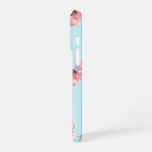 Pink Floral Phone Case – Blue Pastel Pattern iPhoneケース (左側面)