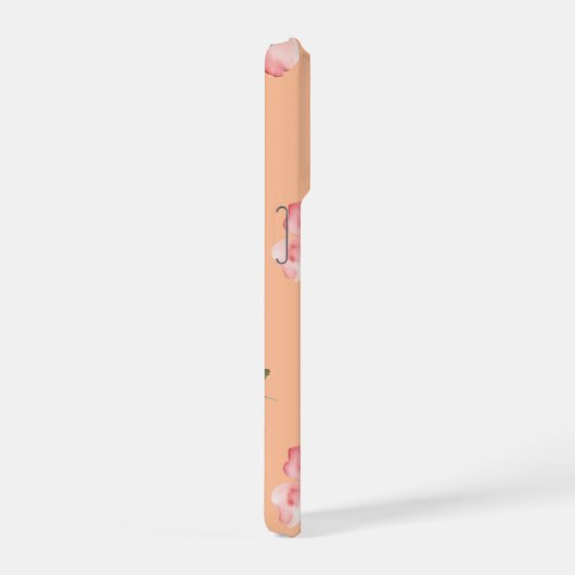 Pink Floral Phone Case – Orange Pastel Pattern iPhoneケース (右側面)