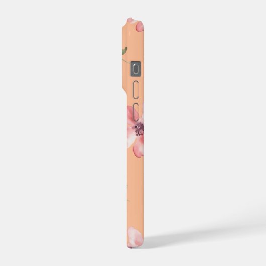 Pink Floral Phone Case – Orange Pastel Pattern iPhoneケース (左側面)