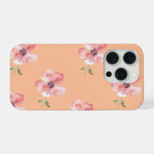 Pink Floral Phone Case – Orange Pastel Pattern iPhoneケース (裏面横)