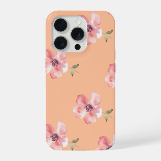 Pink Floral Phone Case – Orange Pastel Pattern iPhoneケース (裏面)