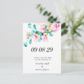 Pink Floral Photo Save the date  Postcard ポストカード (スタンド正面)
