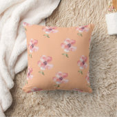 Pink Floral Pillow – Orange Pastel Pattern クッション (ブランケット)