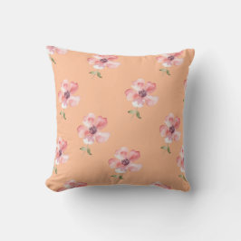 Pink Floral Pillow – Orange Pastel Pattern クッション