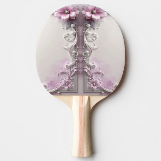 Pink Floral Ping Pong Paddle 卓球ラケット (正面)