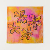 Pink Floral Pop タペストリー (正面(横))