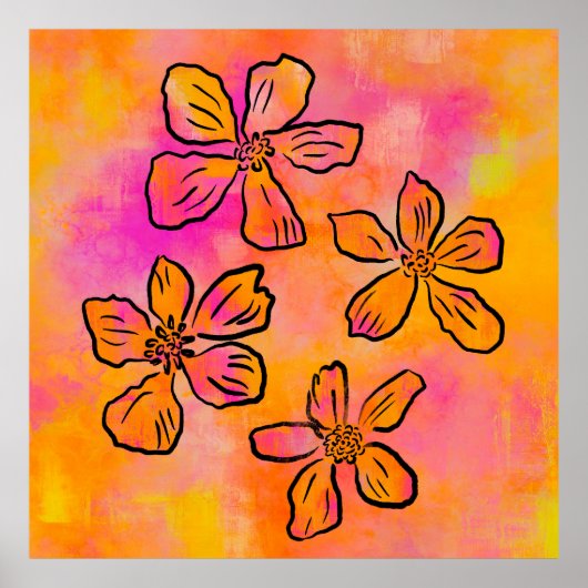 Pink Floral Pop ポスター (正面)