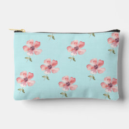 Pink Floral Pouch – Blue Pastel Pattern アクセサリーポーチ