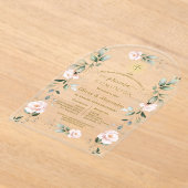 Pink Floral Primera Comunión Twins Holy Communion アクリル招待状 (レイダウン)