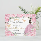 Pink Floral Princess Quinceañera Quince Sweet 16  セーブザデート (スタンド正面)