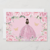 Pink Floral Princess Quinceañera Quince Sweet 16  セーブザデート (裏面)