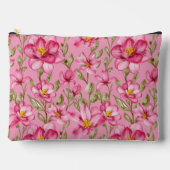 Pink Floral Print Cosmetic Bag アクセサリーポーチ (正面)