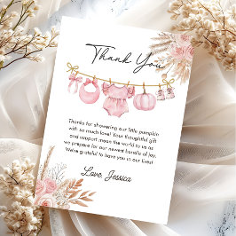 Pink Floral Pumpkin Baby Shower Thank you card サンキューカード