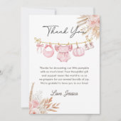 Pink Floral Pumpkin Baby Shower Thank you card サンキューカード (正面)
