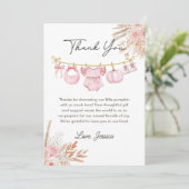 Pink Floral Pumpkin Baby Shower Thank you card サンキューカード (スタンド正面)