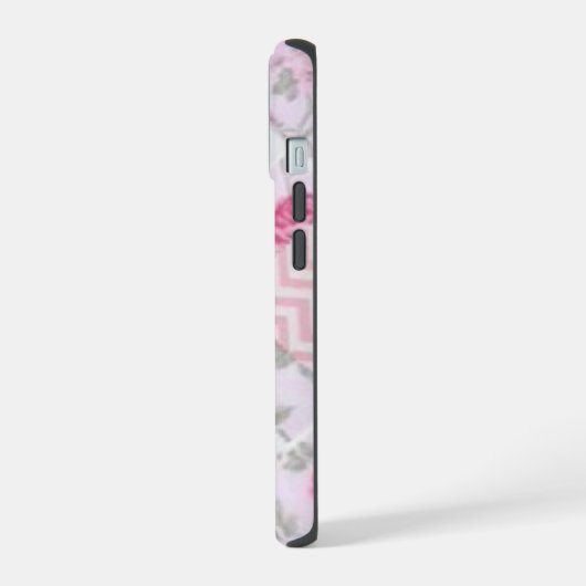 Pink Floral Quilt Phone Case iPhone 15ケース (左側面)