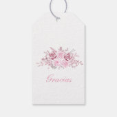 Pink Floral Quinceanera Gift Tag Spanish ギフトタグ (裏面)