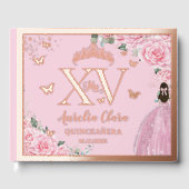 Pink Floral Quinceañera Quince 15 XV Rose Gold ゲストブック (正面)
