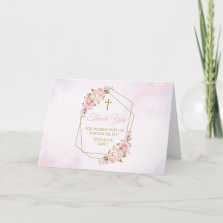 Pink Floral Religious Thank you card サンキューカード