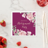 Pink Floral Retirement Party スタンダードカクテルナプキン (インサイチュ)