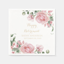 Pink Floral Retirement Party スタンダードカクテルナプキン