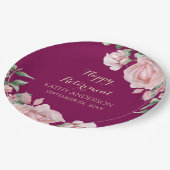 Pink Floral Retirement Party ペーパープレート (アングル)