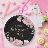 Pink Floral Retirement Party ペーパープレート (パーティー)