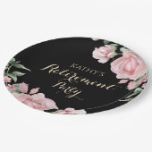 Pink Floral Retirement Party ペーパープレート (アングル)