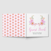Pink Floral Ribbon Bridal Shower Guest Book ゲストブック (全面)