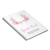 Pink Floral Ribbon Bridal Shower Guest Book ノートブック (右側)