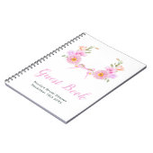 Pink Floral Ribbon Bridal Shower Guest Book ノートブック (左側)